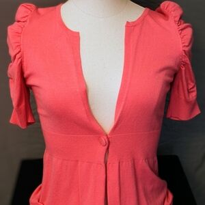INC International Concepts Coral Ruffle Sleeve Blouse